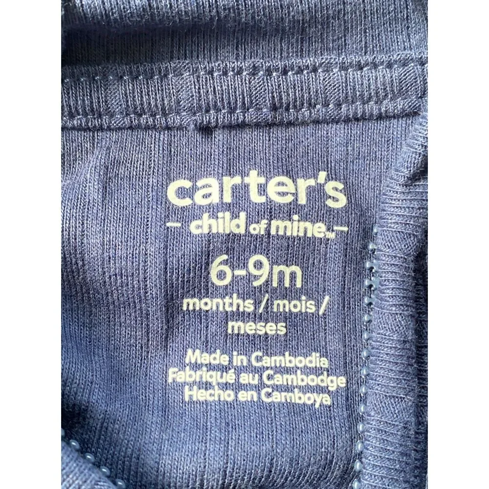 Carter's child of mine Collection Navy Ribbed Zip up hoodie 6-9m